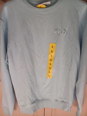 Fila Light Blue Men's Crewneck Sweatshirt with Embroidered Logo